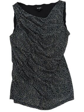 DKNY Black One-Shoulder Polka Dot Top